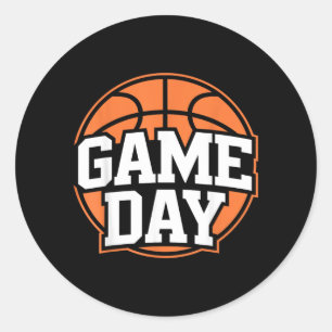 Game Day Basball Sport Player Orange Ball Cool Classic Round Sticker