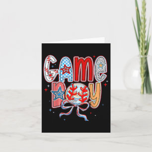 Game Day Baseball Coquette Mama Chequered Mothers  Card
