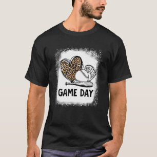 Game Day Baseball Decorations Leopard Heart Soccer T-Shirt