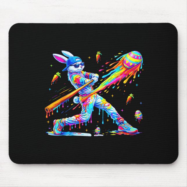 Game Day Baseball Drip Rabbit Bunny Easter Men Mouse Pad (Front)