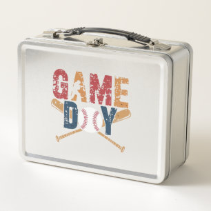 Game Day Baseball Graphic Metal Lunch Box