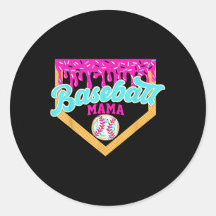 Game Day Baseball Mama Ice Cream Drip Baseball Mum Classic Round Sticker