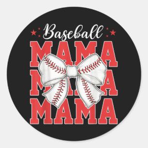 Game Day Baseball Mum Mother Baseball Mama Coquett Classic Round Sticker