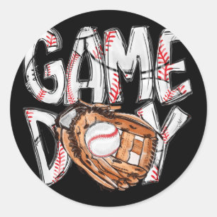 Game Day Baseball Softball Heart Love Mum Life Of  Classic Round Sticker