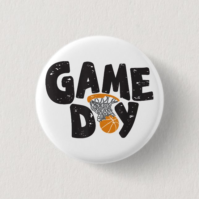 Game Day Basketball Funny Youth Men Women Sports V 3 Cm Round Badge (Front)