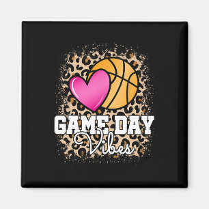 Game Day Basketball Leopard Print Women Girls Bask Magnet