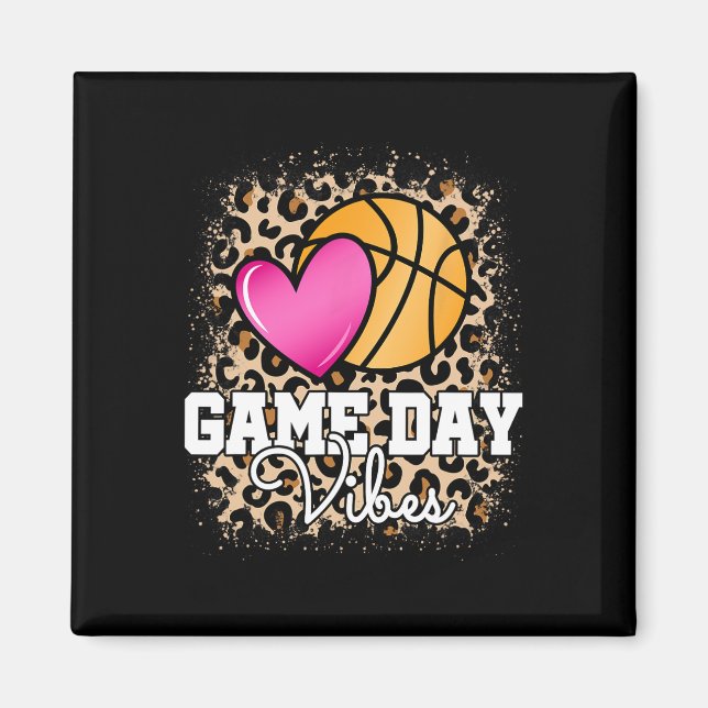 Game Day Basketball Leopard Print Women Girls Bask Magnet (Front)