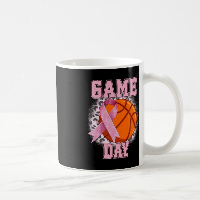 Game Day Breast Cancer Awareness Basketball Tackle Coffee Mug (Right)