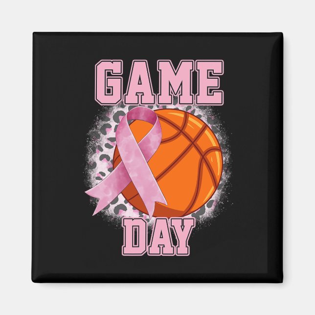 Game Day Breast Cancer Awareness Basketball Tackle Magnet (Front)