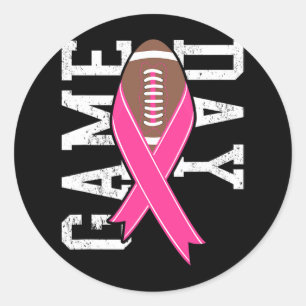 Game Day - Breast Cancer Awareness Pink Football R Classic Round Sticker