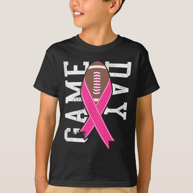 Game Day - Breast Cancer Awareness Pink Football R T-Shirt (Front)