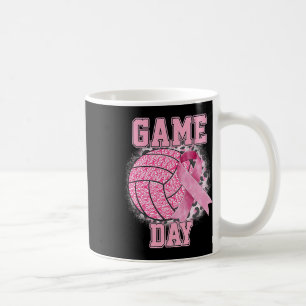 Game Day Breast Cancer Awareness Pink Volleyball  Coffee Mug