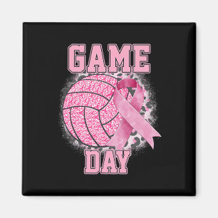 Game Day Breast Cancer Awareness Pink Volleyball Magnet