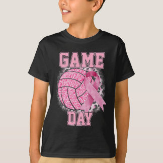 Game Day Breast Cancer Awareness Pink Volleyball  T-Shirt