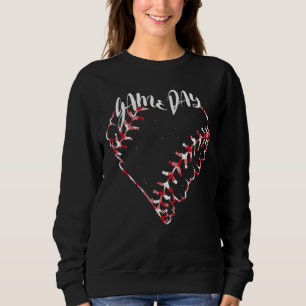 Game Day Buffalo Plaid Softball Heart Softball Bas Sweatshirt