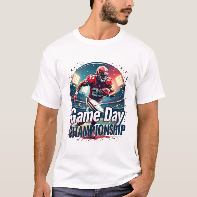 Game Day Championship – Football Player Action T-Shirt (Front)