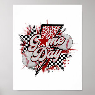 Game Day Checkered Sell Mom Leopard Cheer Mama Gir Poster