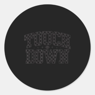 Game Day Checkered Touchdown Season Preppy America Classic Round Sticker
