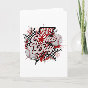 Game Day Chequered Sell Mum Leopard Cheer Mama Gir Card