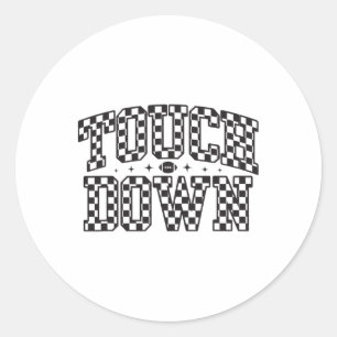 Game Day Chequered Touchdown Season Preppy America Classic Round Sticker