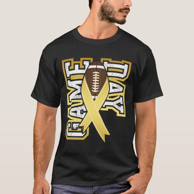 Game Day - Childhood Cancer Awareness Football Rib T-Shirt (Front)