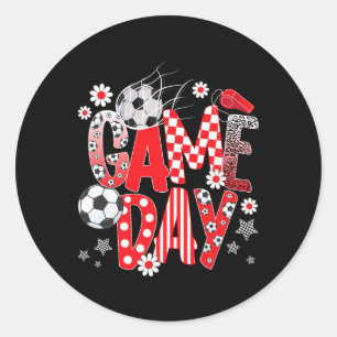 Game Day Cute Soccer Game Day Soccer Classic Round Sticker