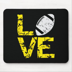 Game Day Distressed Tees Grunge Love Football Ball Mouse Pad