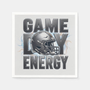 Game Day Energy Football Helmet Metallic Design Napkin