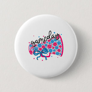 Game Day Floral Megaphone Cheer Footll Cheerleadin 6 Cm Round Badge