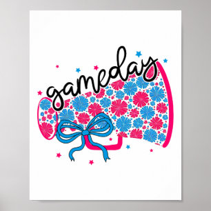 Game Day Floral Megaphone Cheer Footll Cheerleadin Poster
