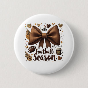 Game Day Football Bow Coquette Football Season  6 Cm Round Badge