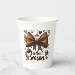 Game Day Football Bow Coquette Football Season  Paper Cups