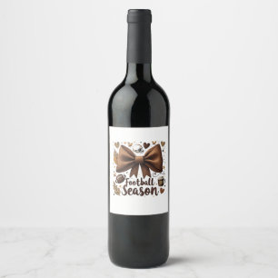 Game Day Football Bow Coquette Football Season  Wine Label