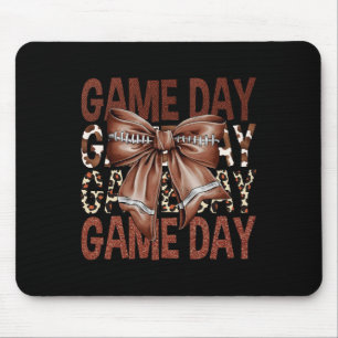 Game Day Football Bow Leopard Women Girls Kids Mouse Pad