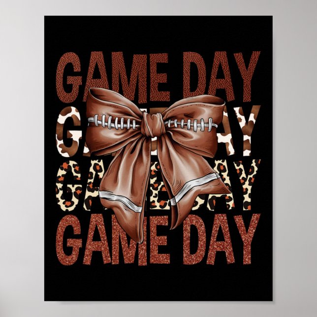 Game Day Football Bow Leopard Women Girls Kids  Poster (Front)