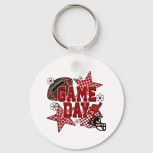 Game Day Football Chequered Team Spirit Touchdown  Key Ring
