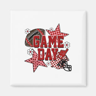 Game Day Football Chequered Team Spirit Touchdown Magnet