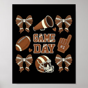 Game Day Football Coquette Bow Football Mum Women Poster