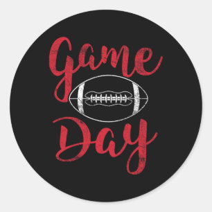 Game Day Football Cute Football Top Women  Classic Round Sticker