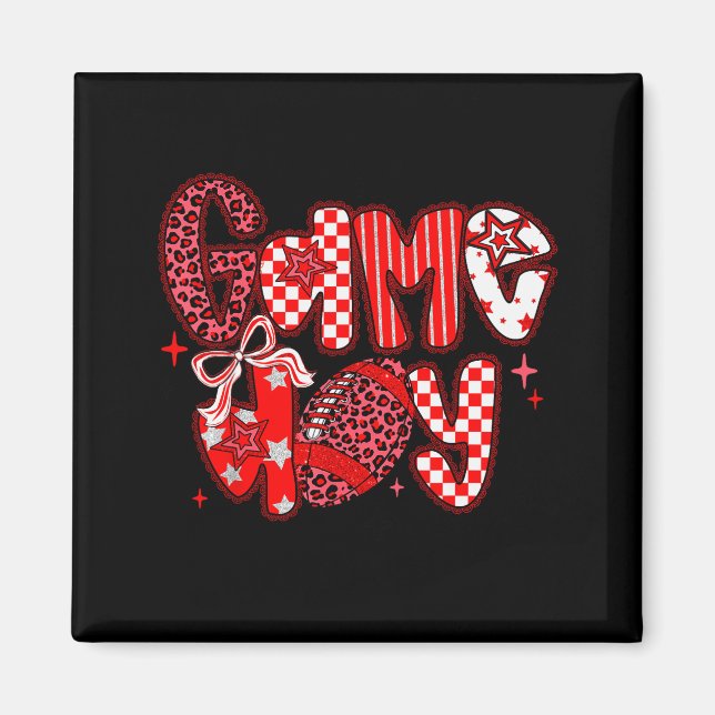 Game Day Football Girly Lace Bow Team Srit Girls R Magnet (Front)