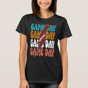 Game Day Football Lightning Bolt   Groovy Team Spo T-Shirt