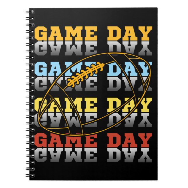 Game Day Football Lover Typography Notebook (Front)