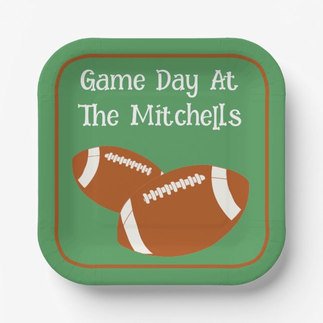 Game Day Football PERSONALIZE Paper Plate (Front)
