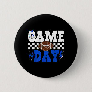 Game Day Football Royal Blue Coquette Bow Team 6 Cm Round Badge