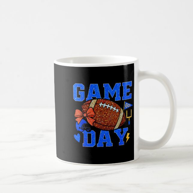 Game Day Football Season Football Mama Blue Gold B Coffee Mug (Right)