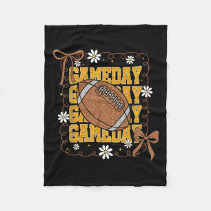 Game Day Football Season Football Mama Girl Black Fleece Blanket