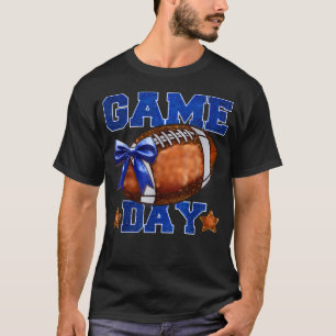 Game Day Football Season Football Mama Girl Blue T-Shirt
