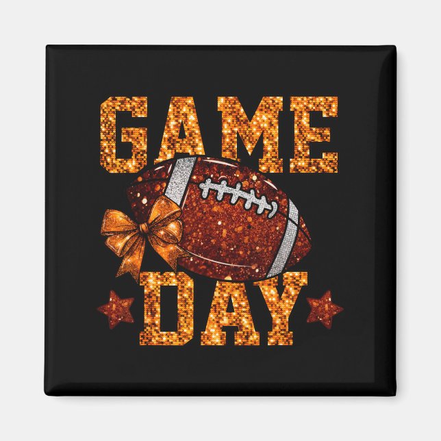 Game Day Football Season Football Mama Orange Bow  Magnet (Front)