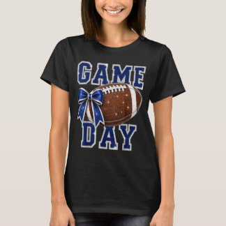 Game Day Football Season Football Mum Blue Gold T-Shirt