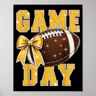 Game Day Football Season Football Mum Gold Vibes Poster